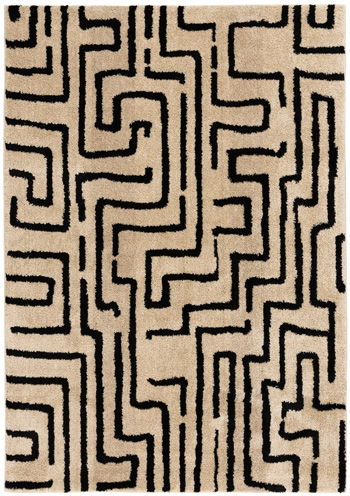 Timworth - 5' x 7' Washable Rug - Black / Beige
