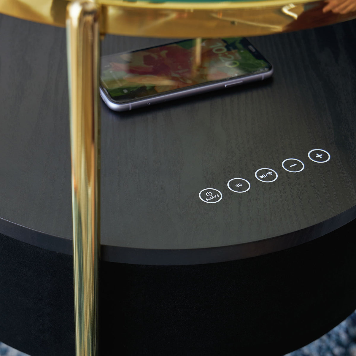 Nedman - Accent Table With Speaker - Black / Gold Finish — view 6