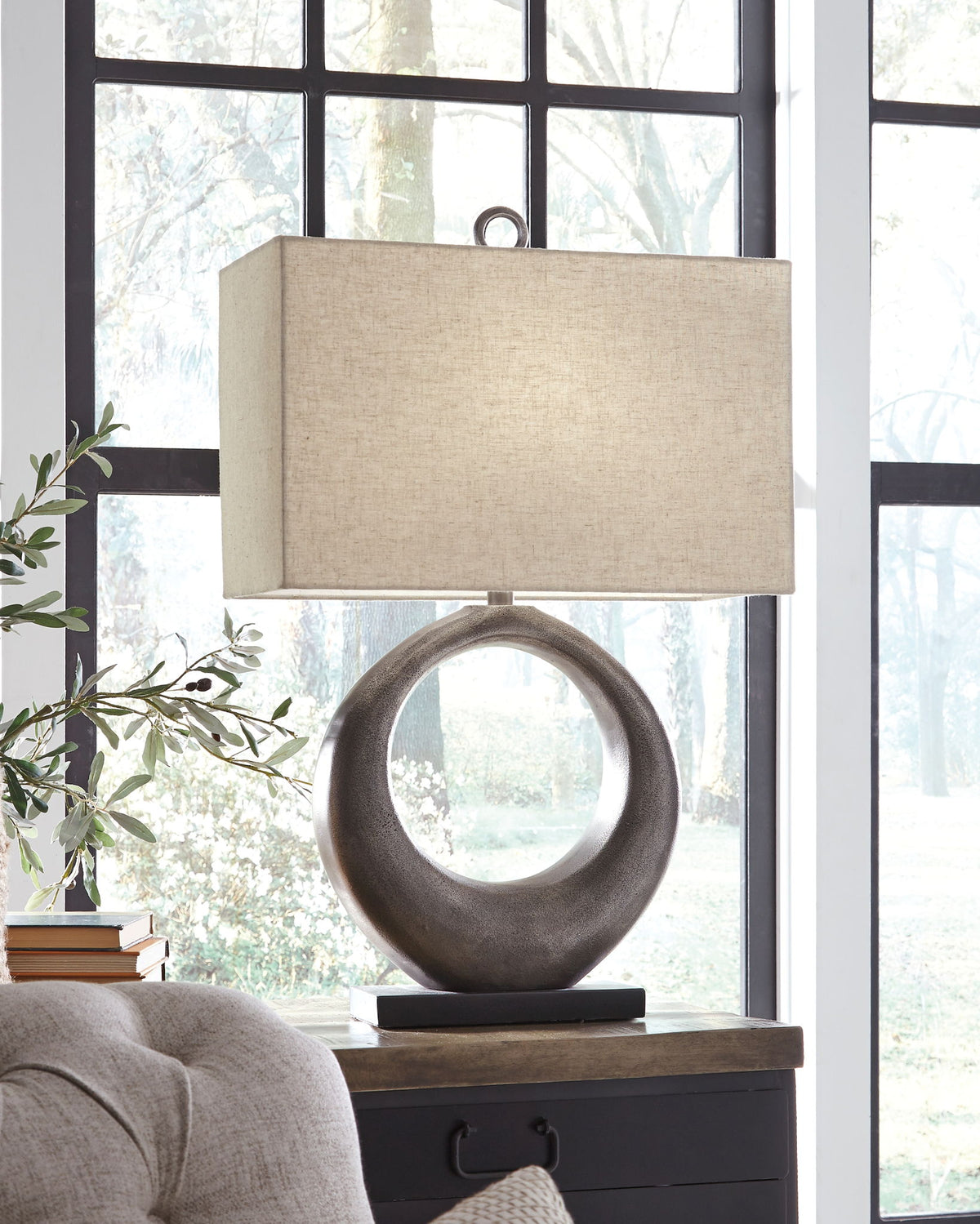 Saria - Metal Table Lamp  - Antique Silver Finish — view 2