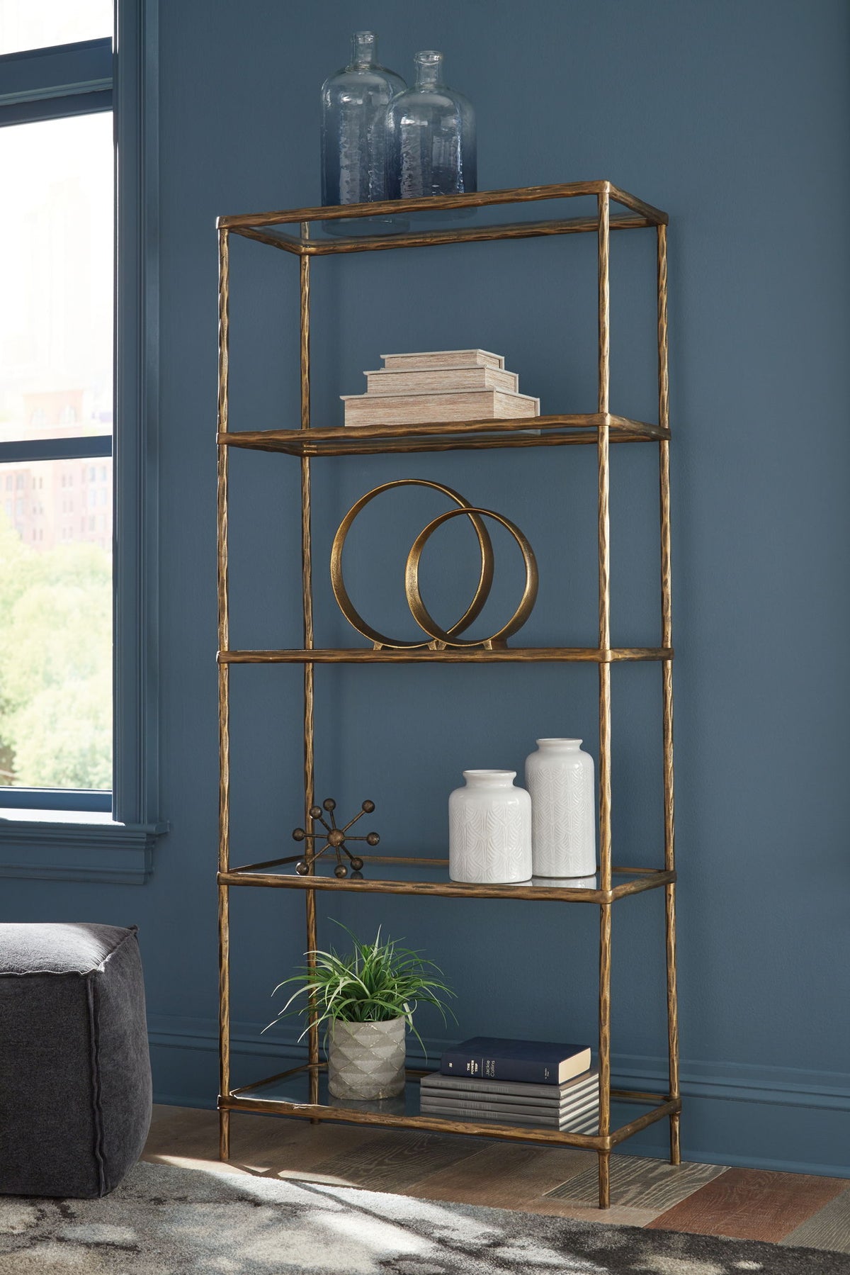 Ryandale - Bookcase - Antique Brass Finish — view 2
