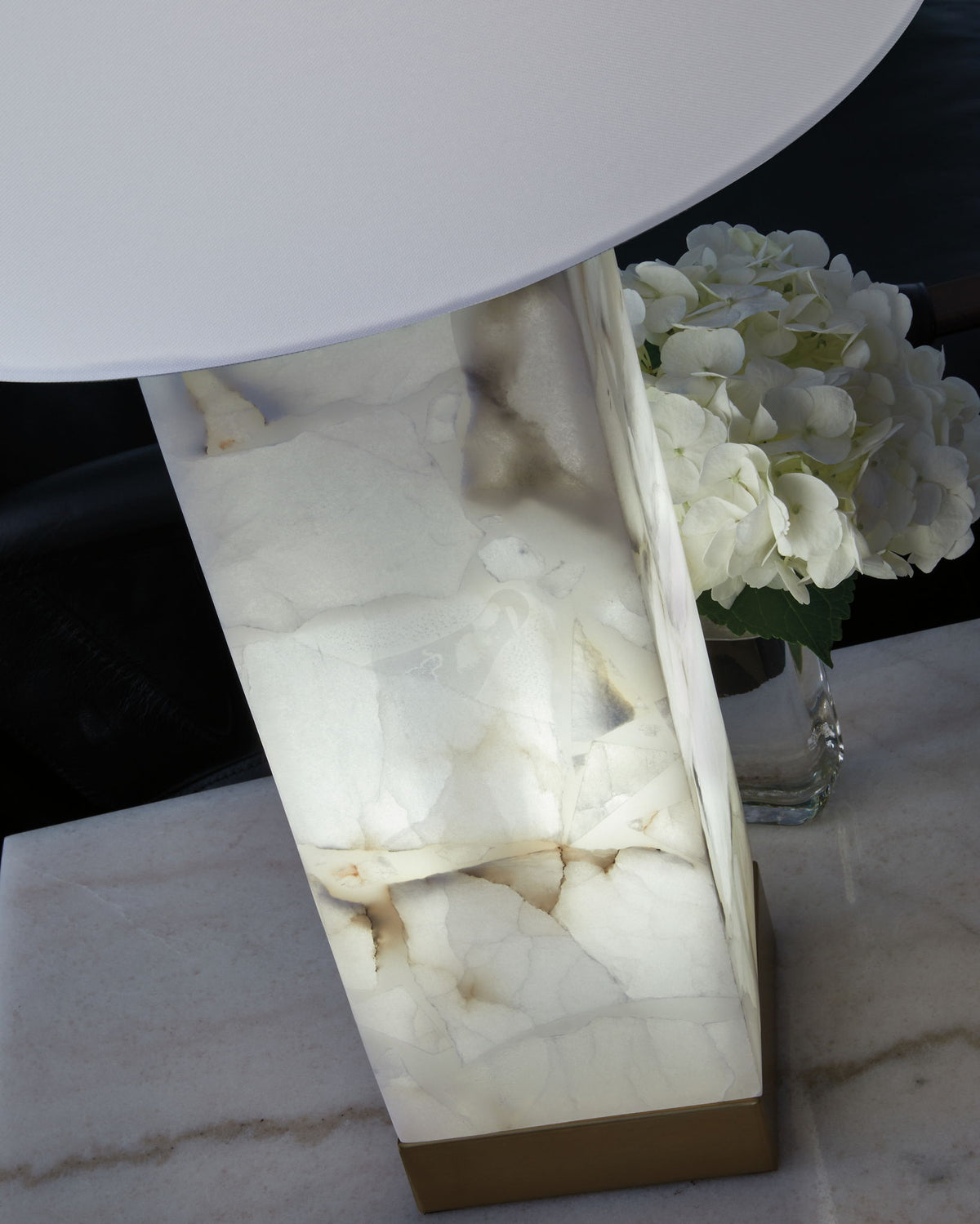 Linderfield - Alabaster Table Lamp - White / Gold Finish — view 3