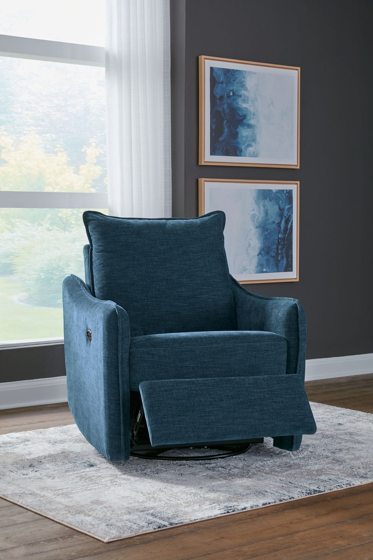 Mcburg - Swivel Power Recliner - Navy — view 8