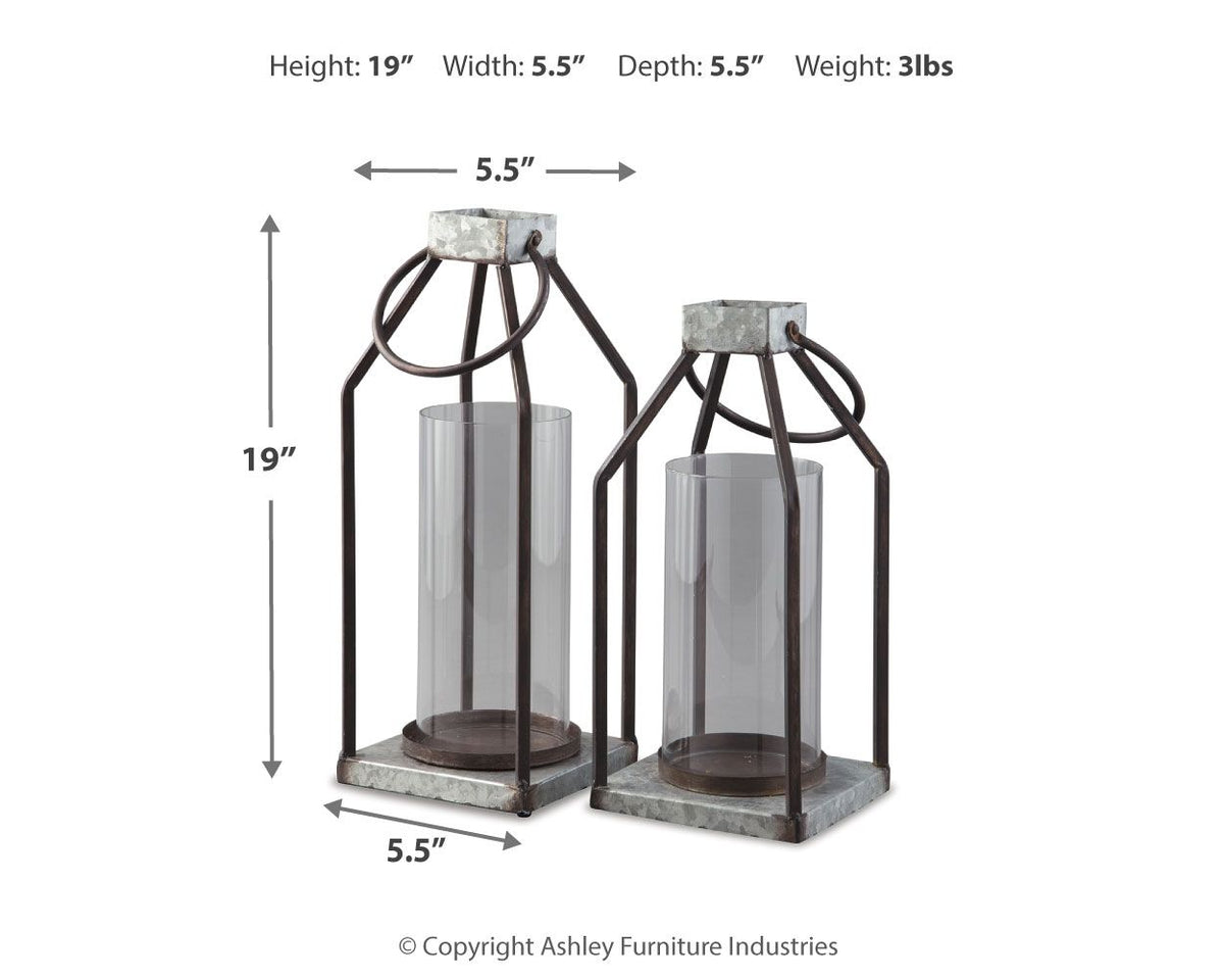 Diedrick - Lantern Set (Set of 2) - Gray / Black — view 3