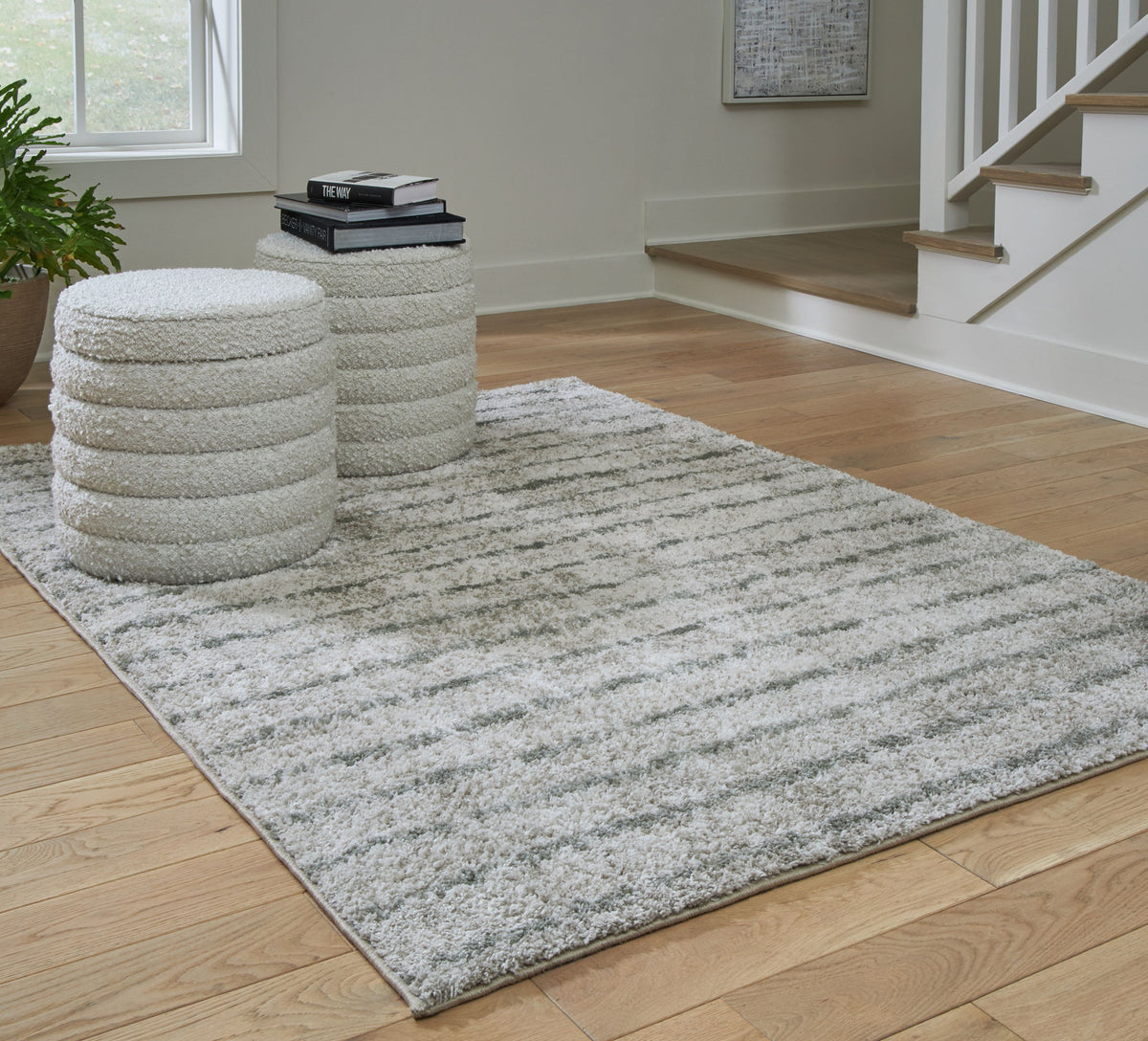 Laddway - 5' x 7' Rug - Cream / Green — view 2
