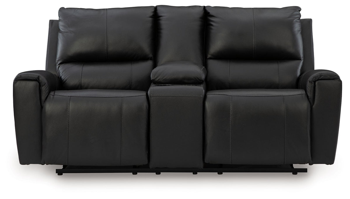 Glossmore - Reclining Loveseat With Console - Black — view 4