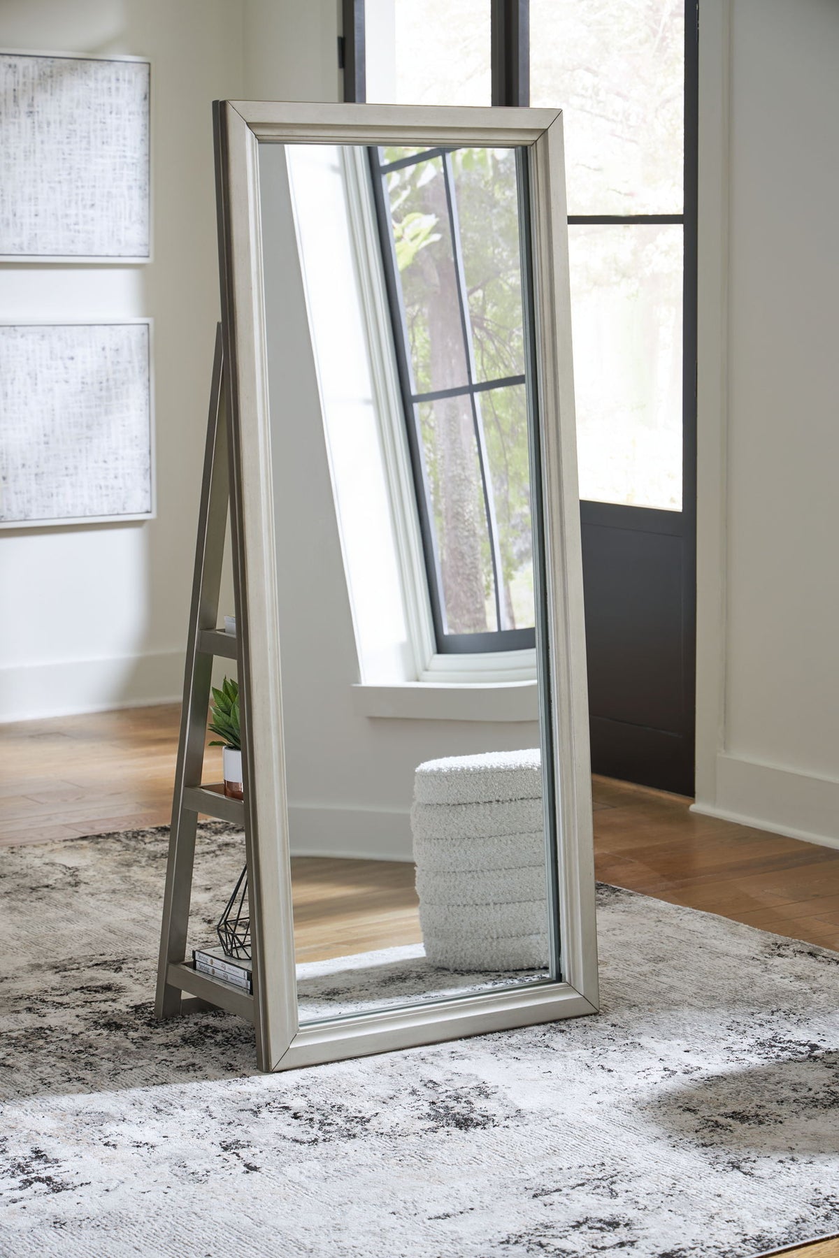 Evesen - Floor Standing Mirror With Storage - Champagne — view 5