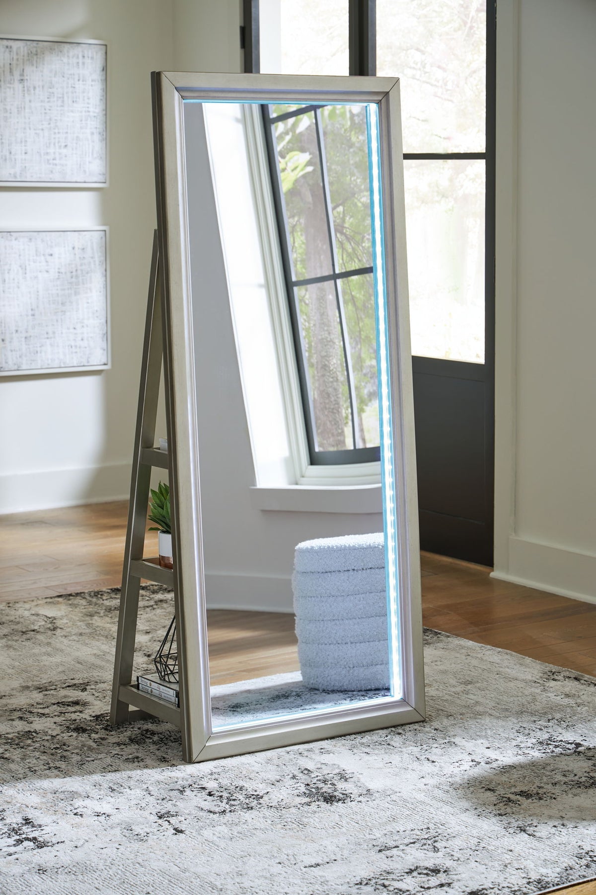 Evesen - Floor Standing Mirror With Storage - Champagne — view 12