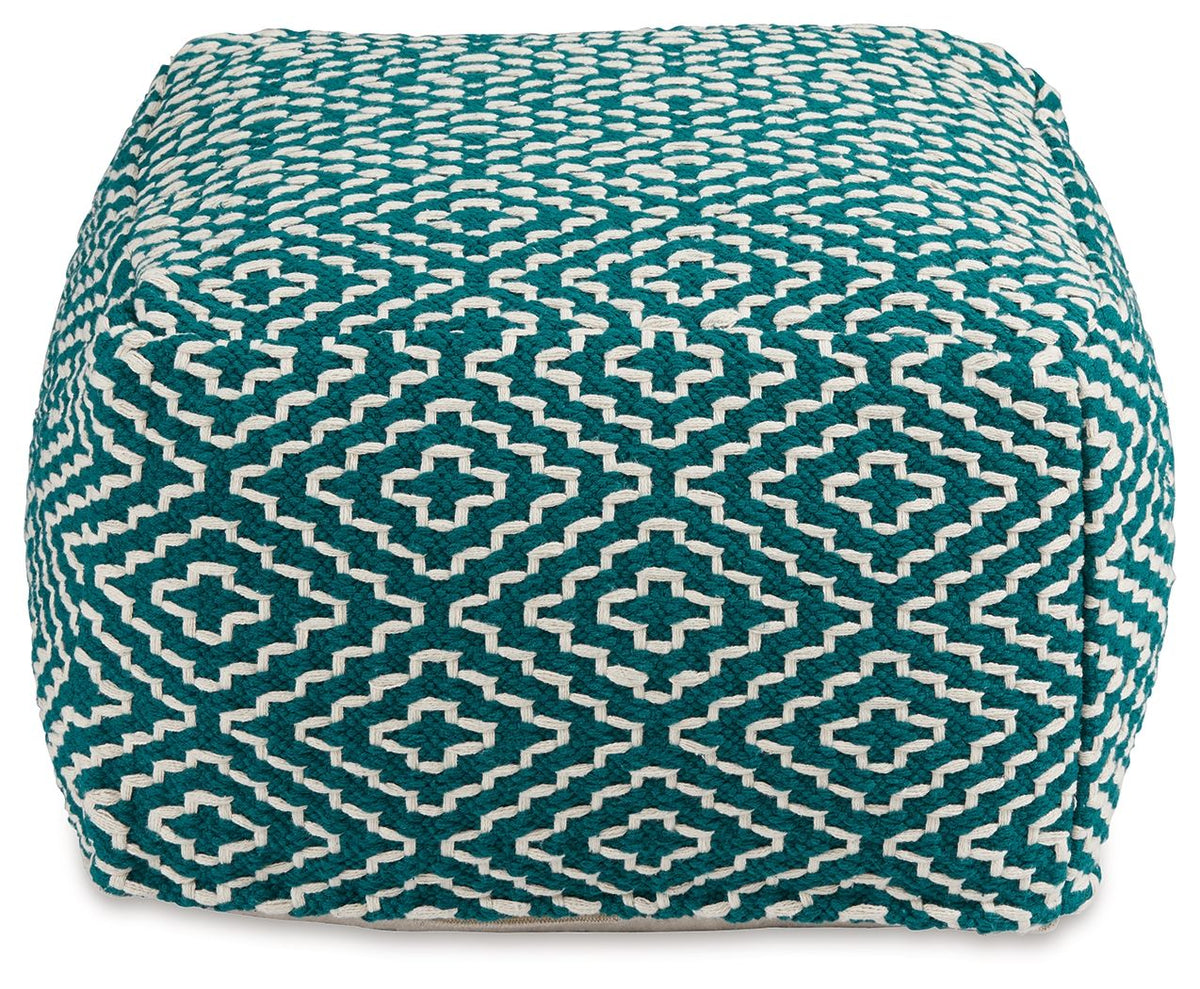 Brynnsen - Pouf - Teal / Ivory — view 3
