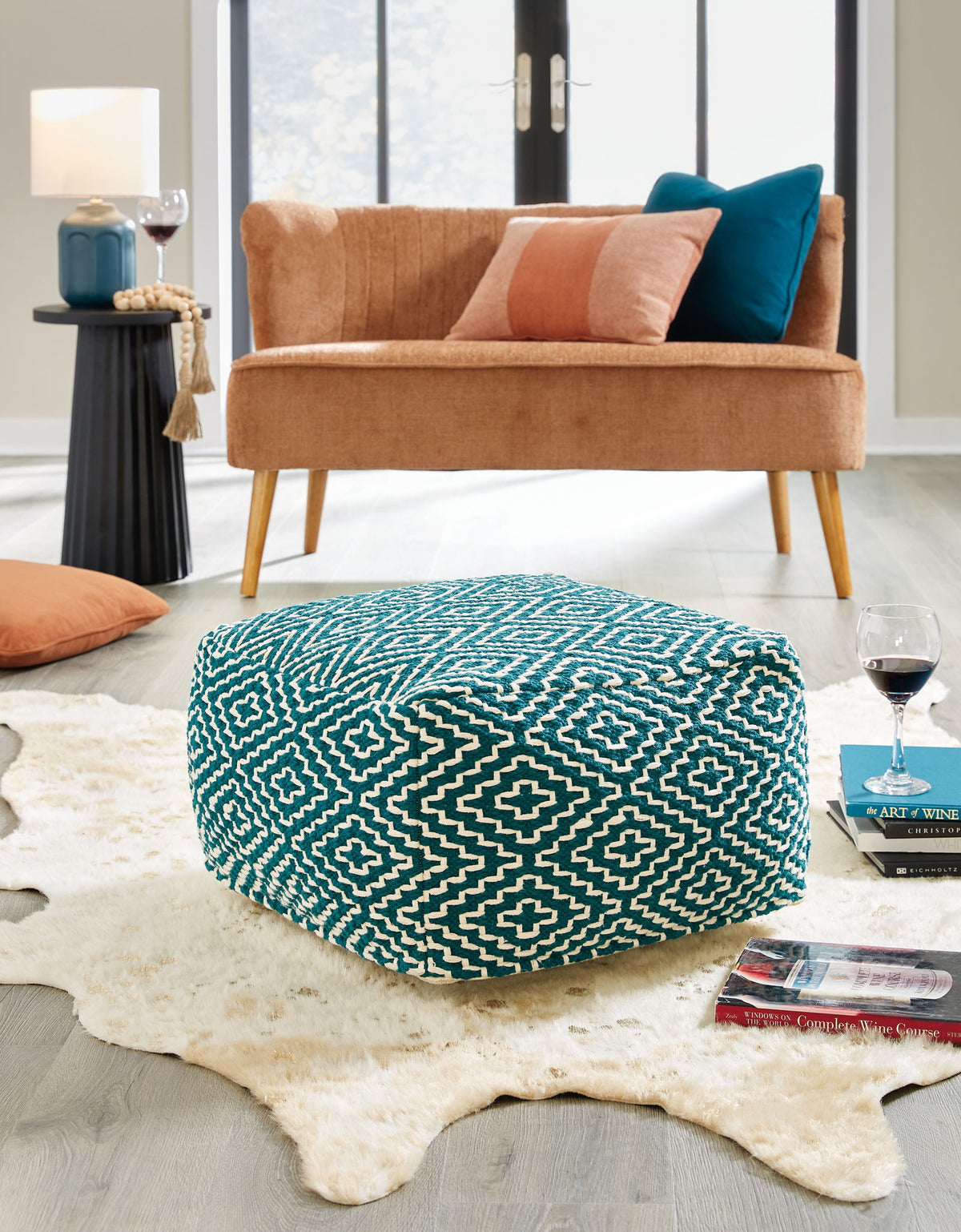 Brynnsen - Pouf - Teal / Ivory — view 2