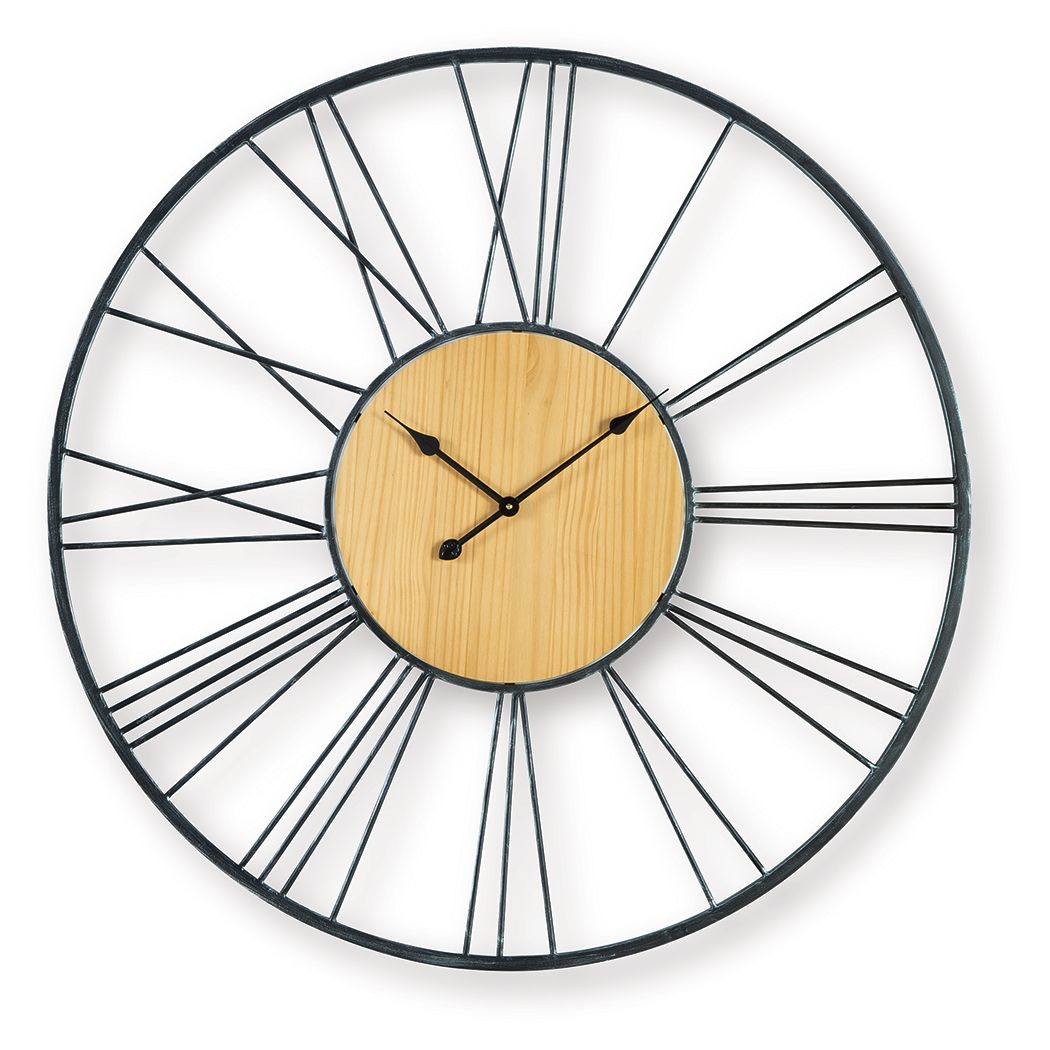 Brockett - Wall Clock - Black / Natural — view 3
