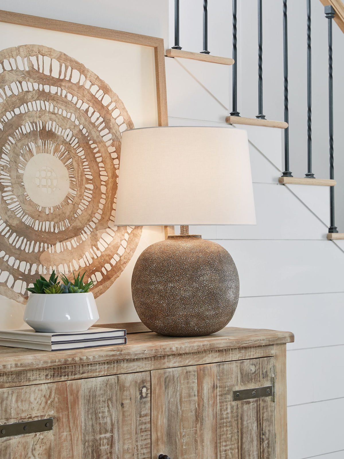 Neavesboro - Metal Table Lamp - Antique Brown / White — view 2