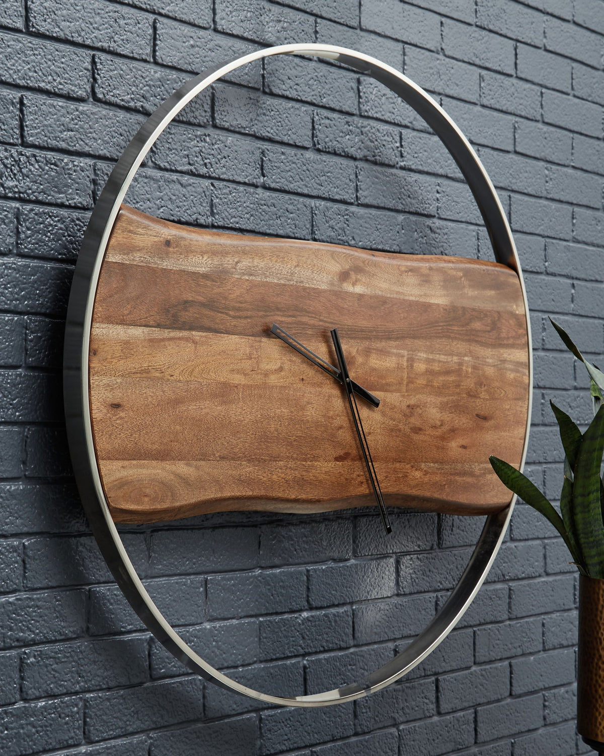 Panchali - Wall Clock - Brown / Silver Finish — view 2