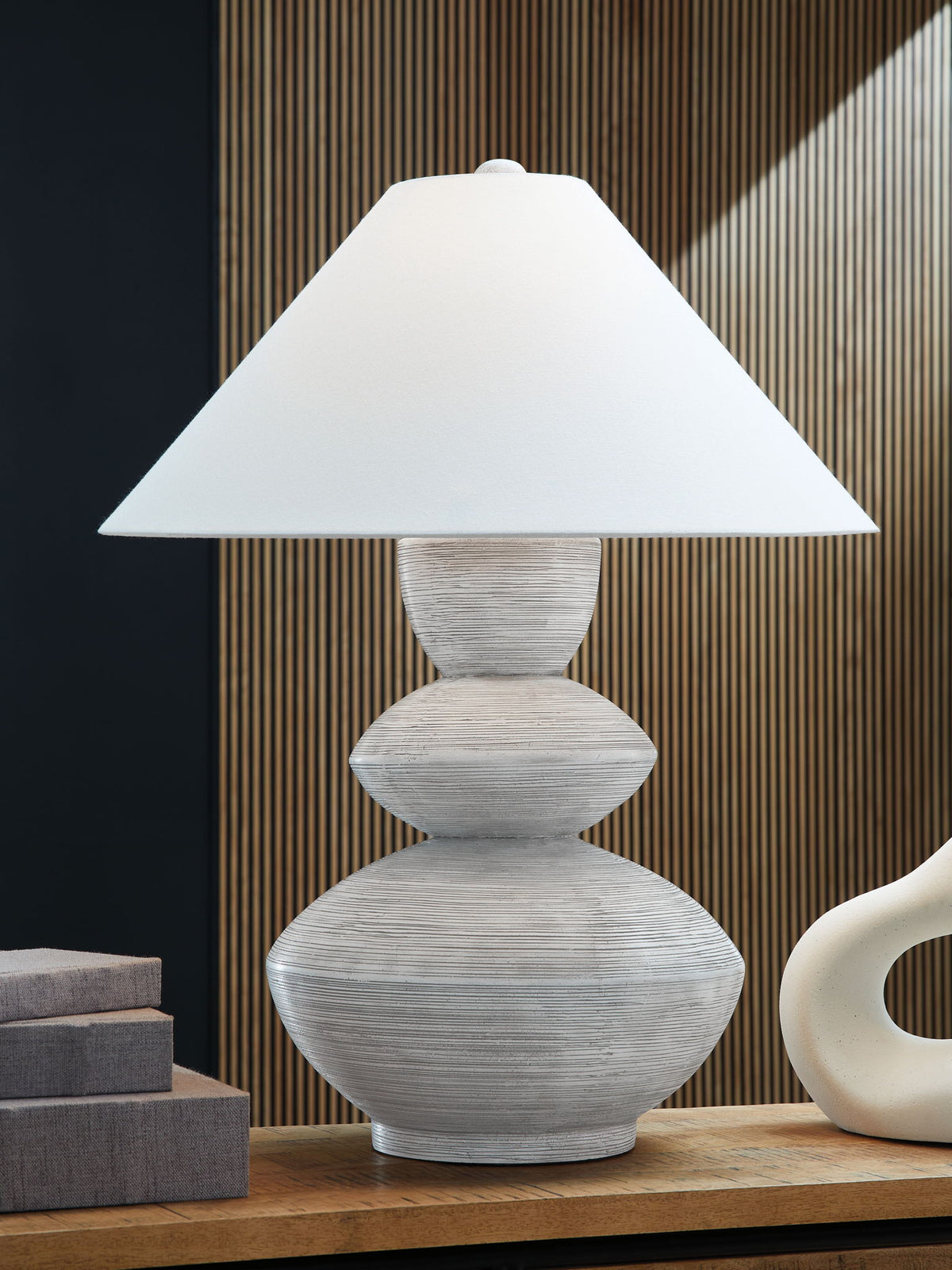 Brickdon - Poly Table Lamp - Distressed White — view 2