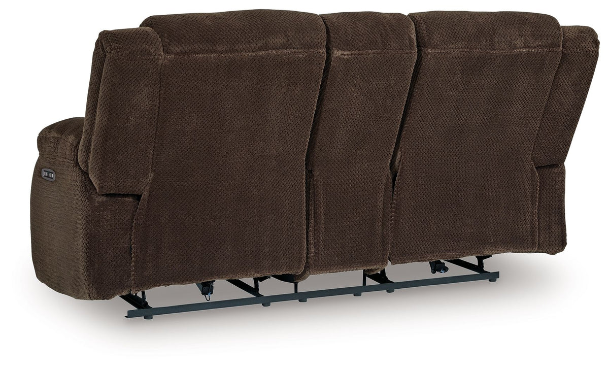 Free Wake - Double Relcining Power Loveseat With Console - Chocolate — view 4