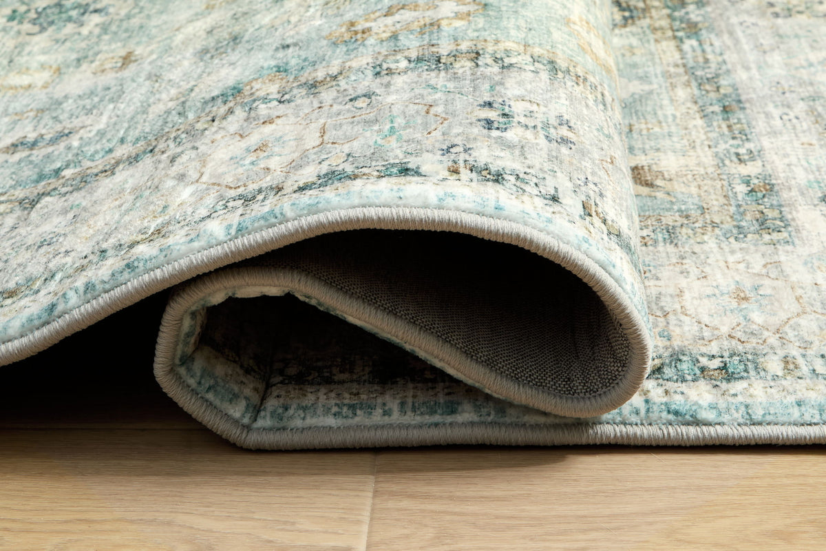 Ladstoney - 5' x 7' Rug - Teal / Beige / Ochre — view 4