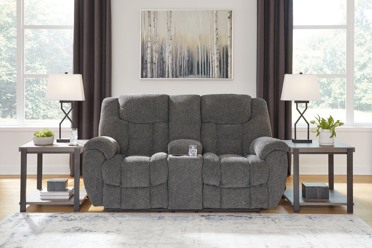 Foreside - Dbl Reclining Loveseat with Console - Charcoal — view 2