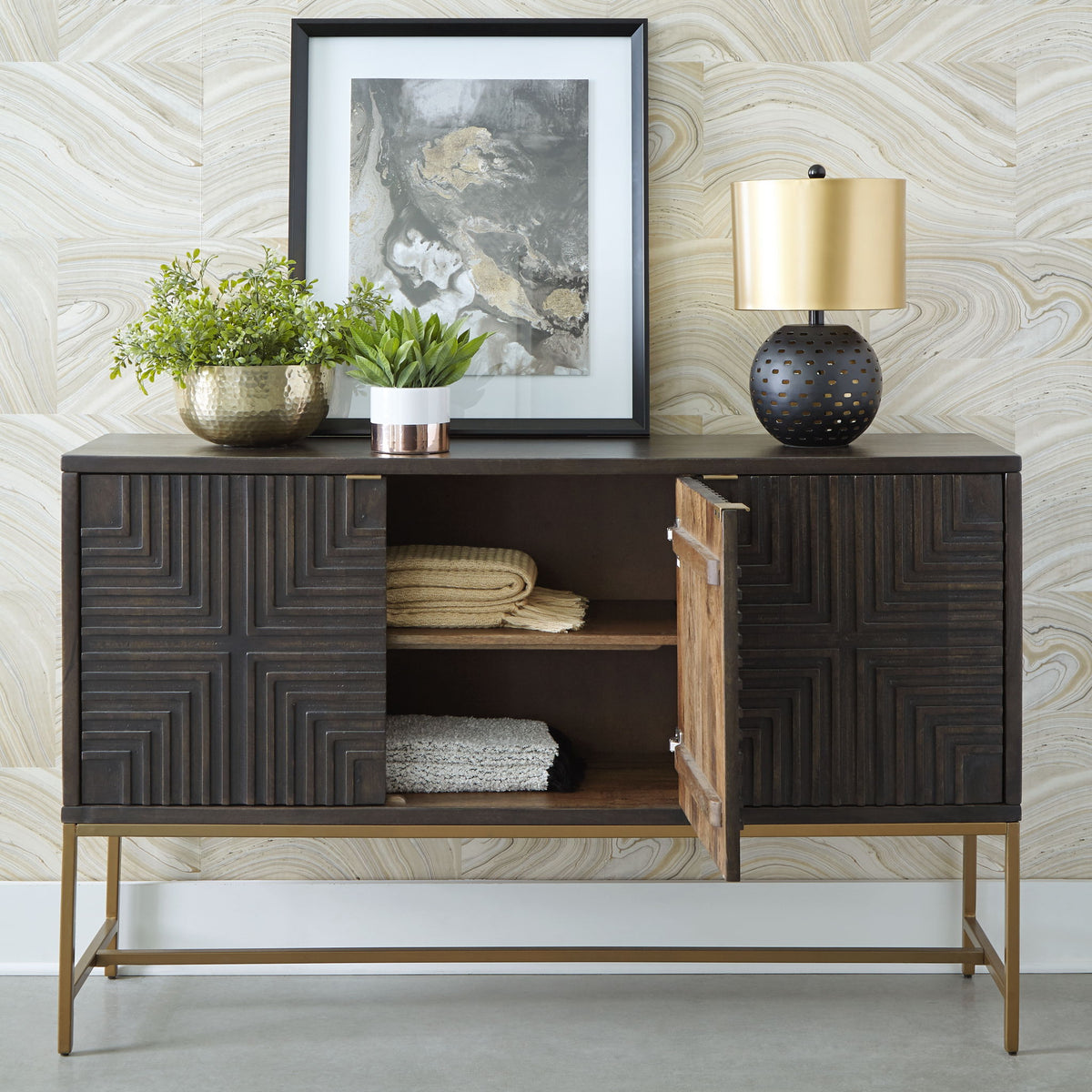Elinmore - Accent Cabinet - Brown / Gold Finish — view 6