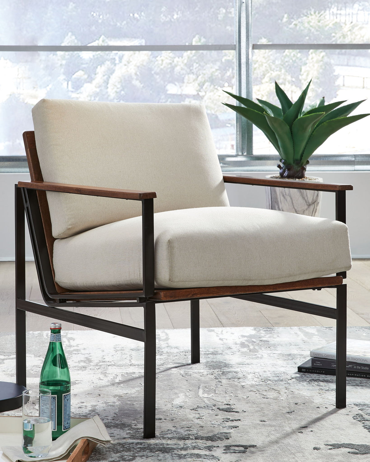 Tilden - Accent Chair - Ivory / Brown — view 2
