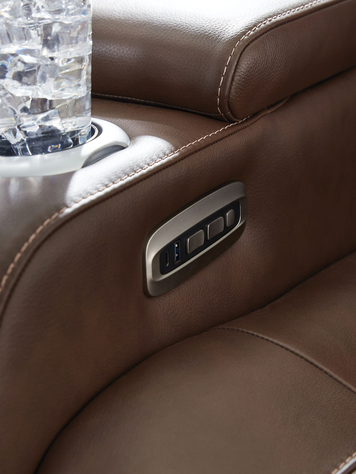 High Impact - Power Recliner / Adj Headrest - Tobacco — view 12