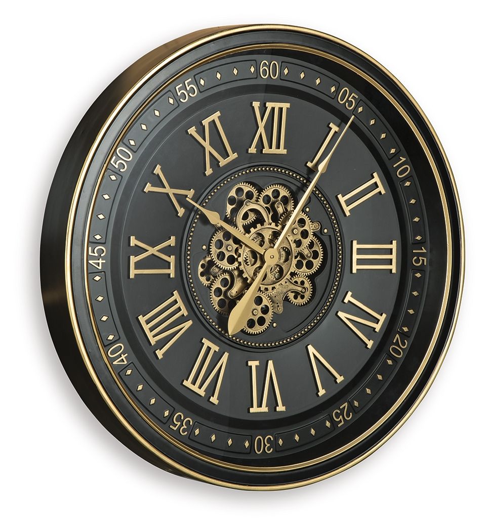 Dairton - Wall Clock - Black / Gold Finish — view 3