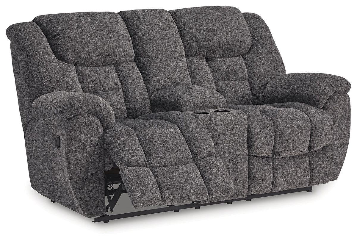 Foreside - Dbl Reclining Loveseat with Console - Charcoal — view 3