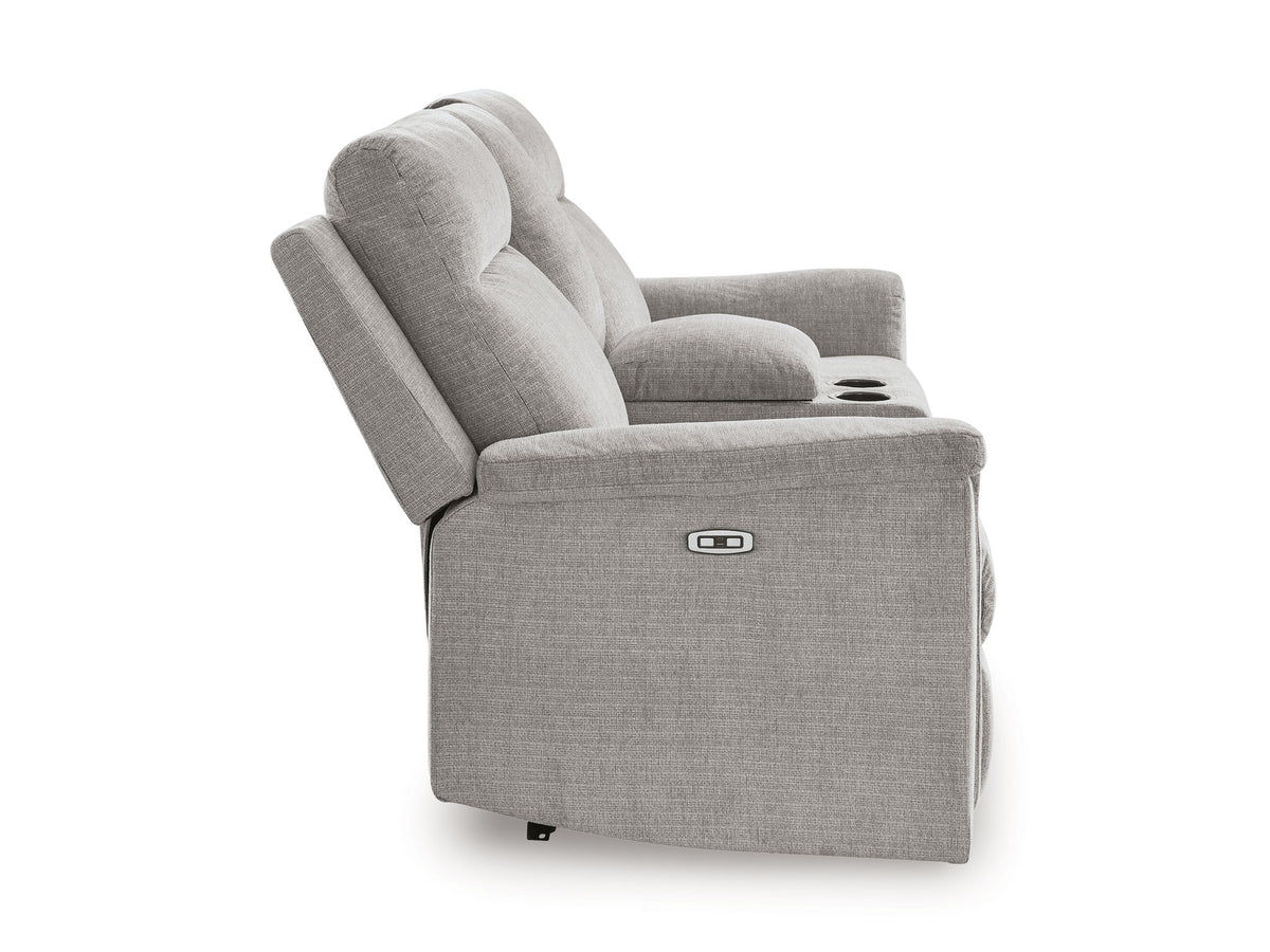 Barnsana - Dbl Power Reclining Loveseat with Console - Ash — view 6
