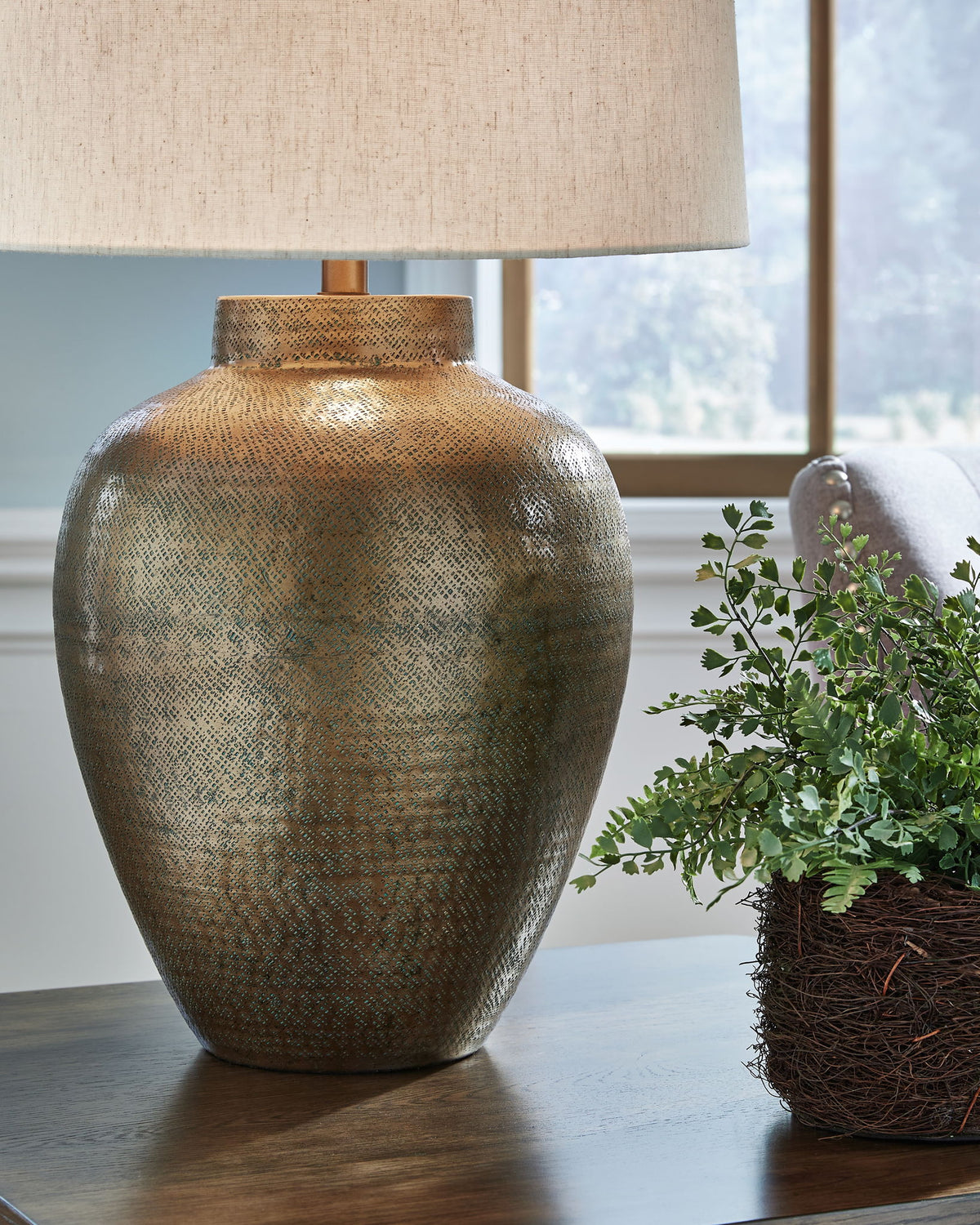 Madney - Metal Table Lamp - Antique Gold Finish — view 4