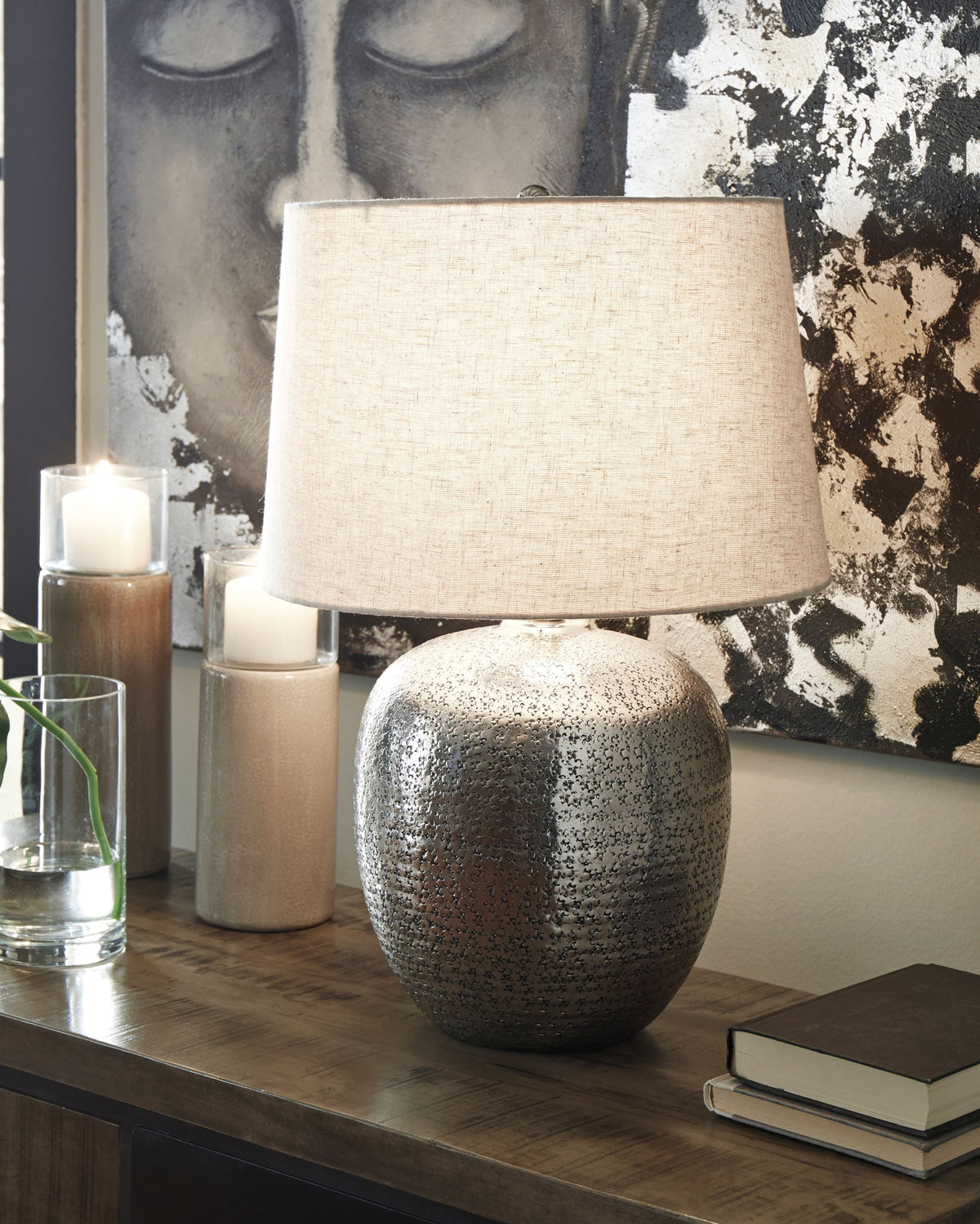 Magalie - Metal Table Lamp  - Antique Silver Finish — view 2