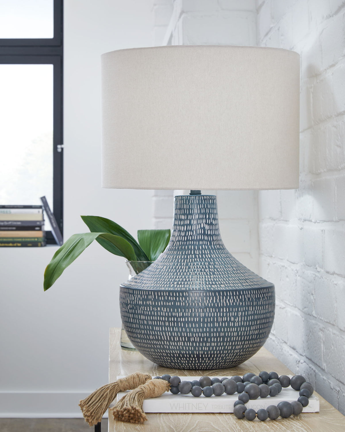 Schylarmont - Metal Table Lamp - Antique Gray / White — view 2