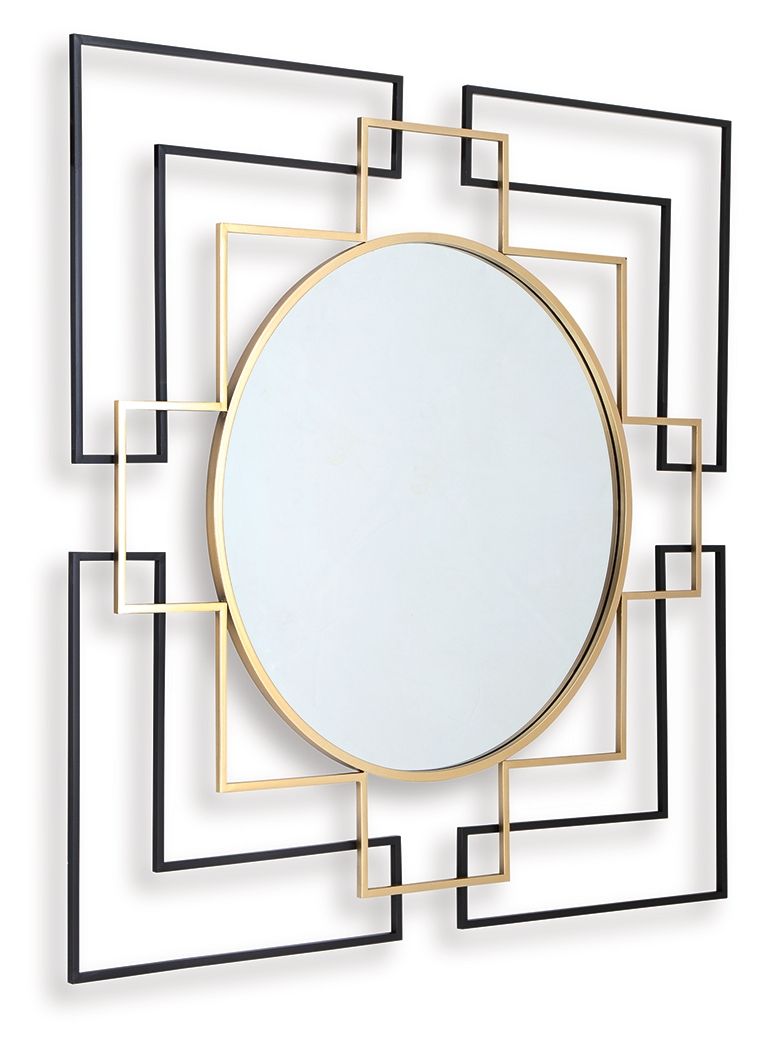 Oceanal - Accent Mirror - Black / Gold Finish — view 3