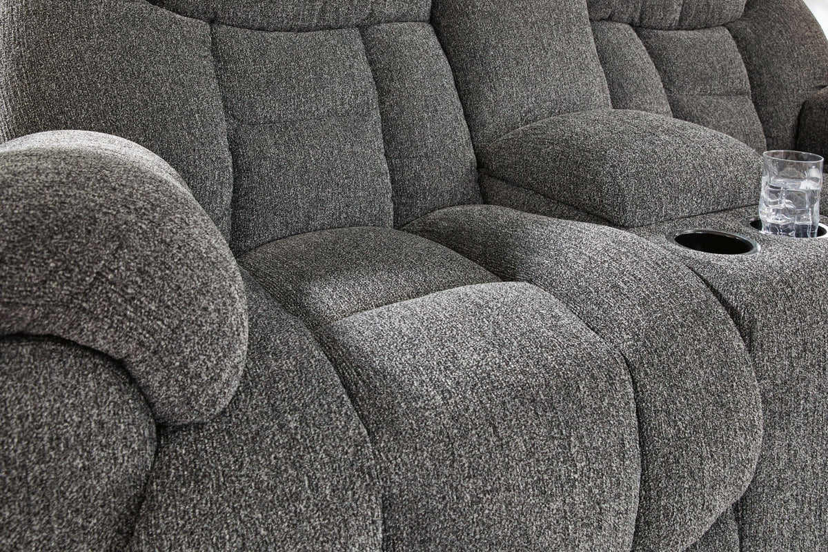 Foreside - Dbl Reclining Loveseat with Console - Charcoal — view 8