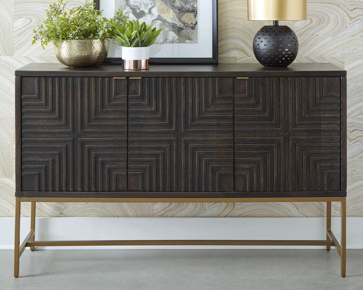 Elinmore - Accent Cabinet - Brown / Gold Finish — view 2
