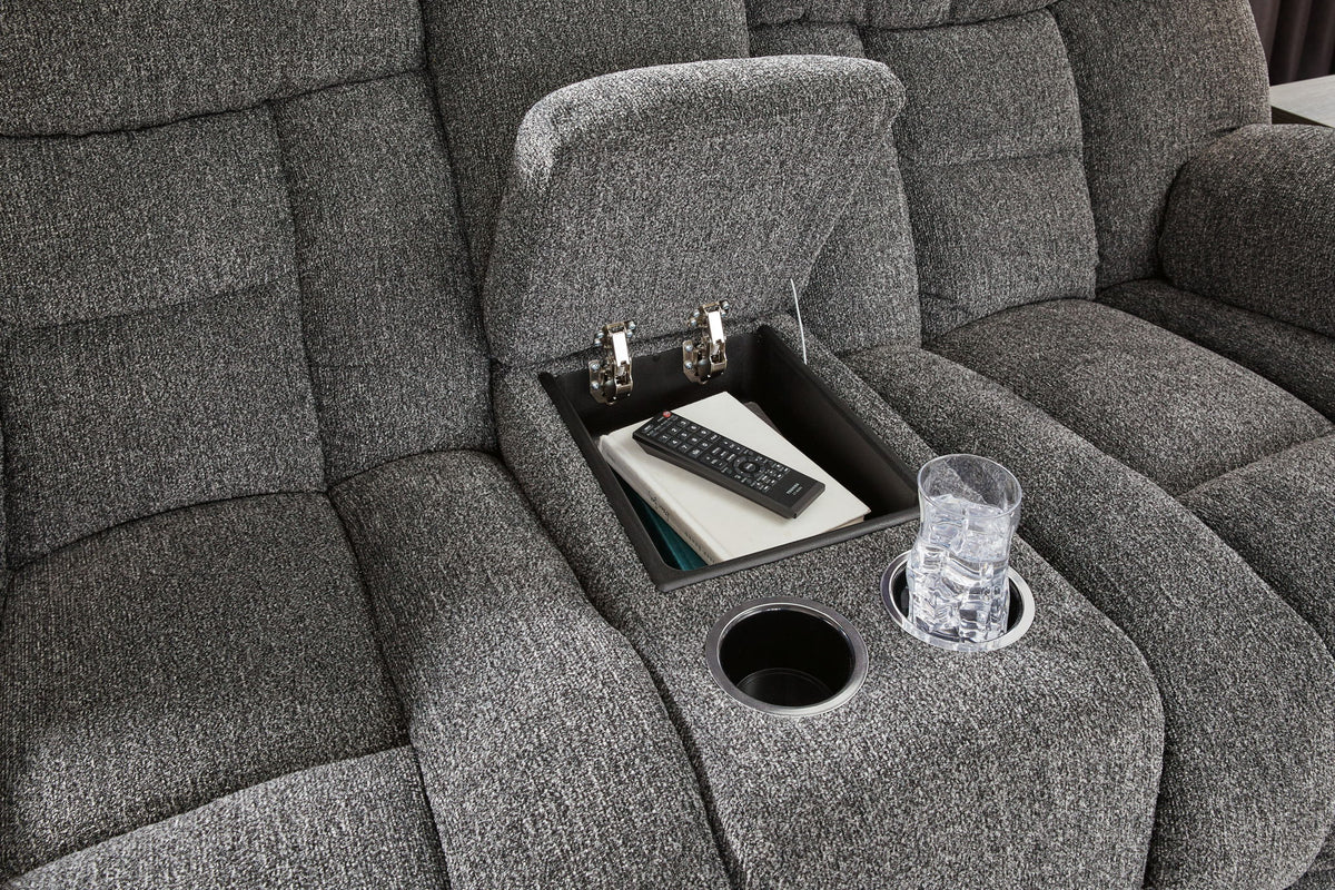 Foreside - Dbl Reclining Loveseat with Console - Charcoal — view 7