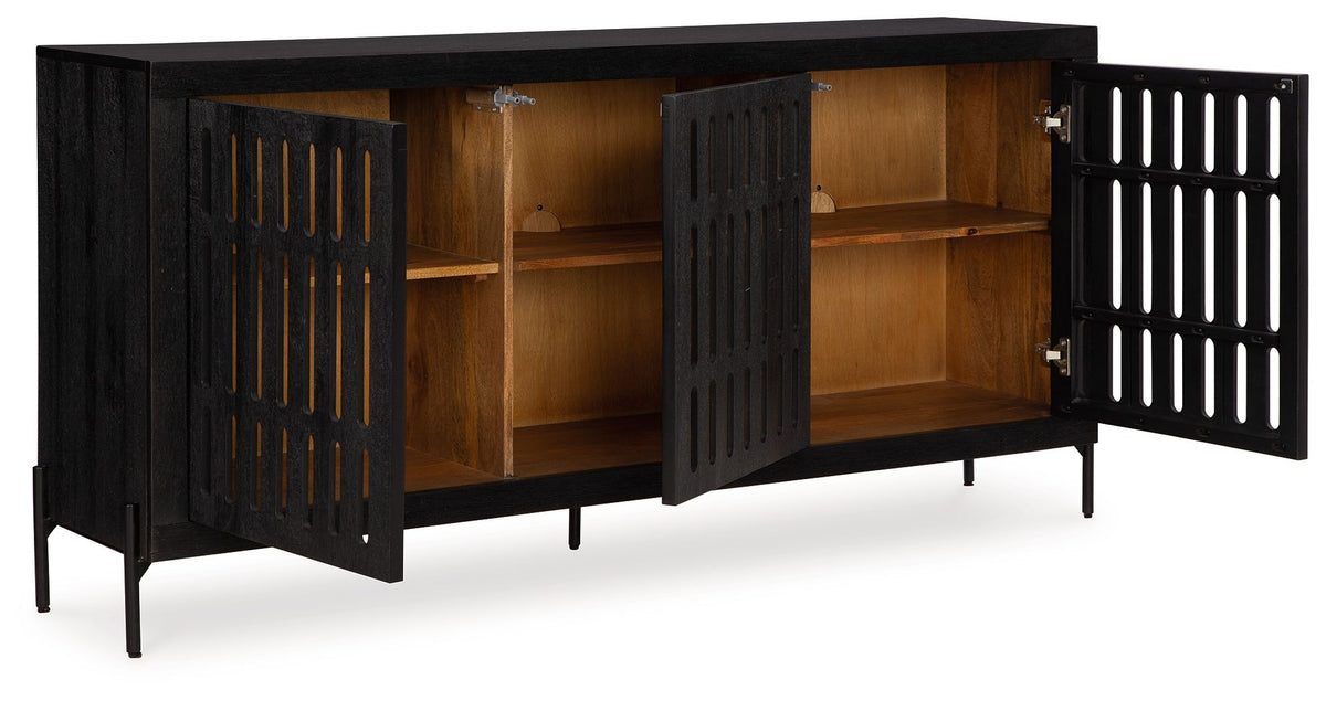 Vallisburg - Accent Cabinet - Black / Natural — view 3