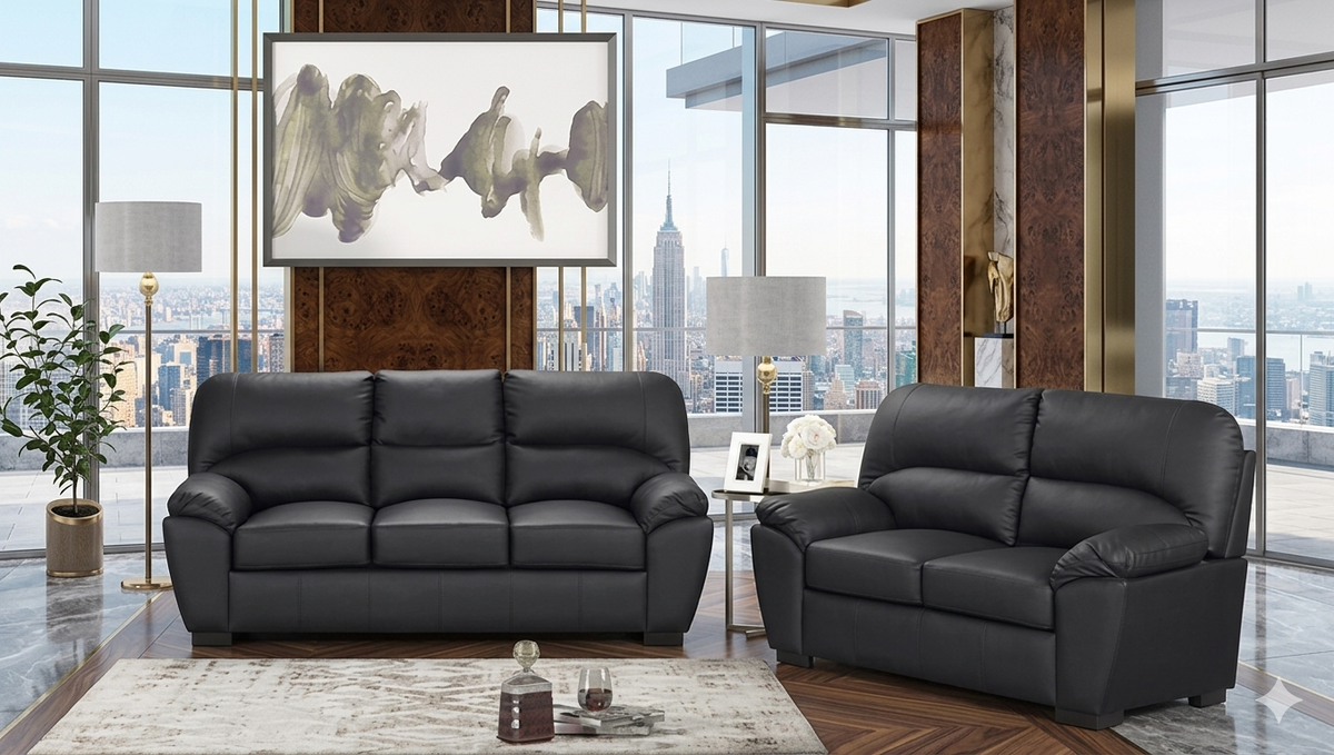 Tiffany Black Living Room Set — 2PC or 3PC Options