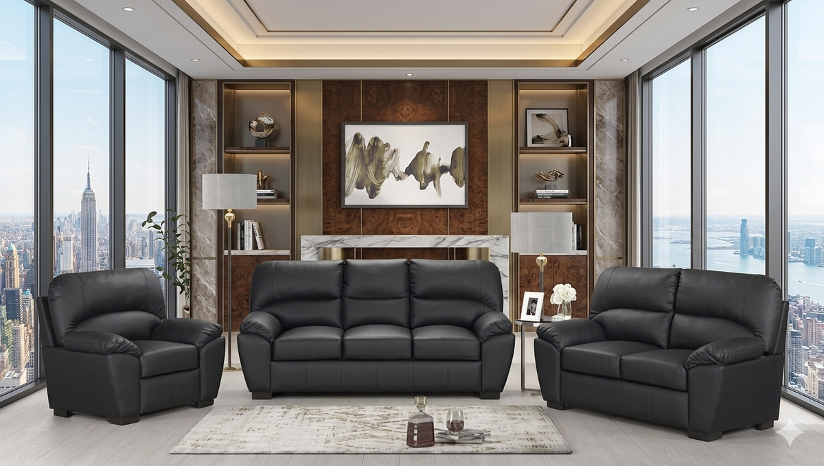 Tiffany Black Living Room Set — 2PC or 3PC Options