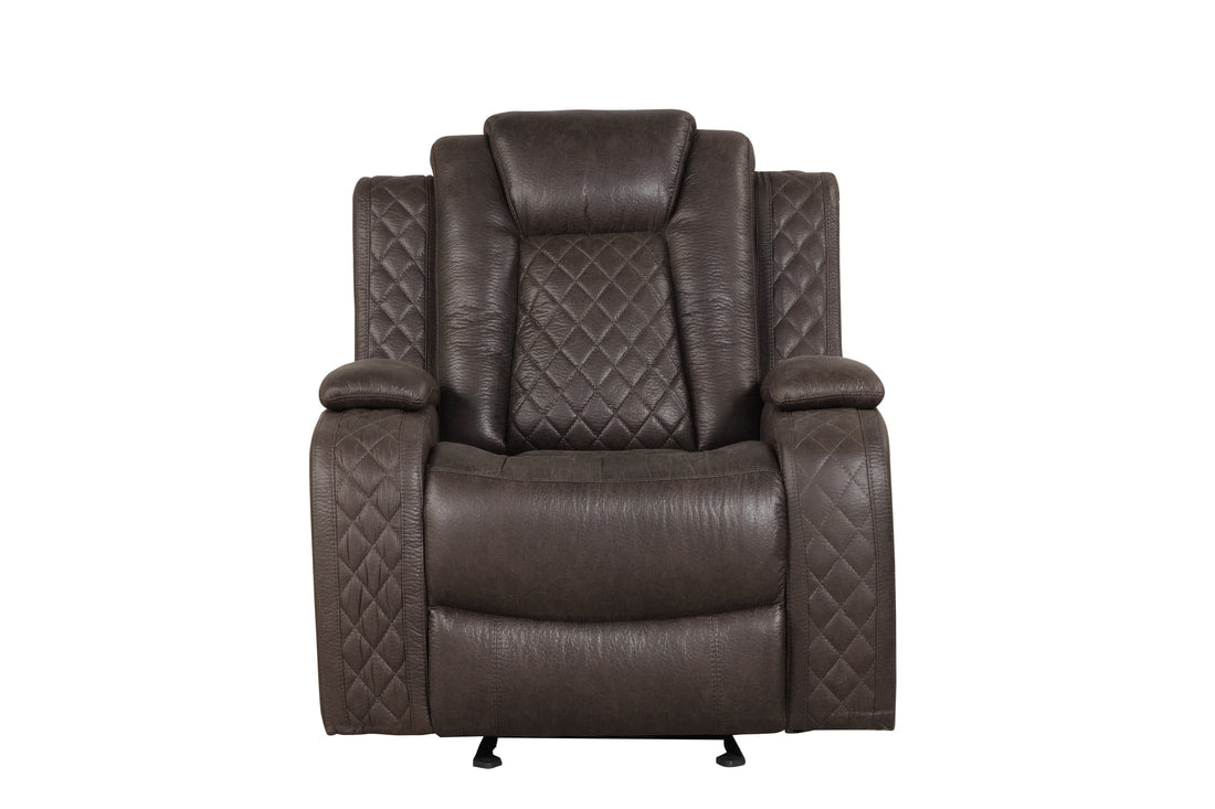 Luz Chocolate 3PC Reclining Set — Drop-Down Table & Bluetooth Speaker