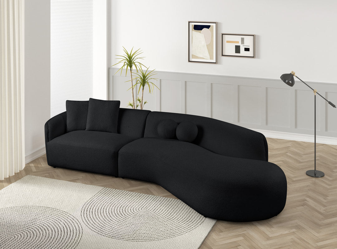 Mia Black Sectional — 132" Wide with Chaise