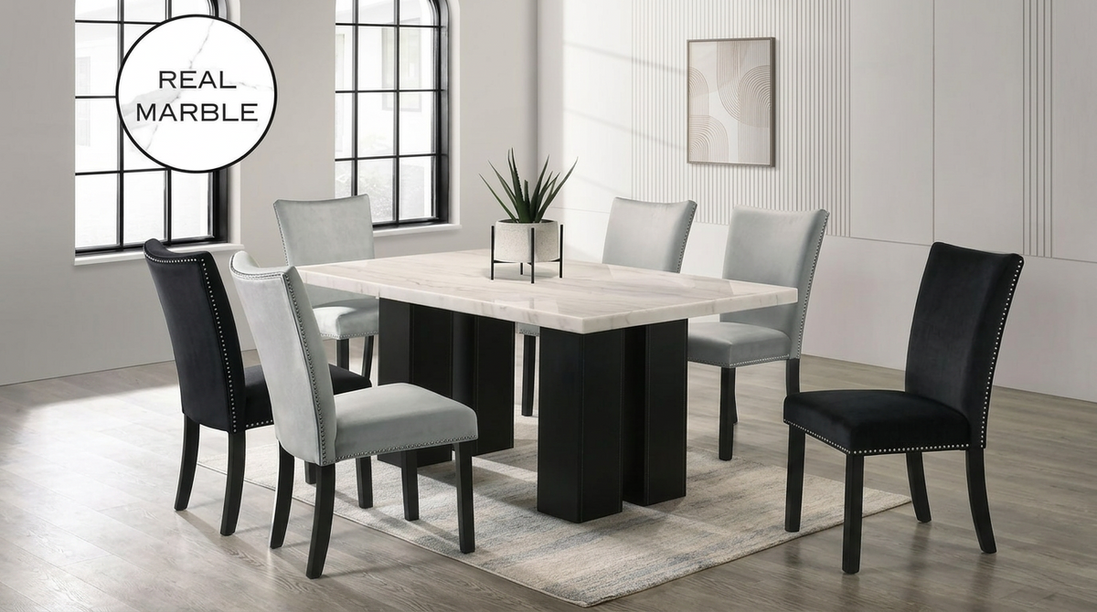 Valentino Real Marble 7-Piece Dining Set