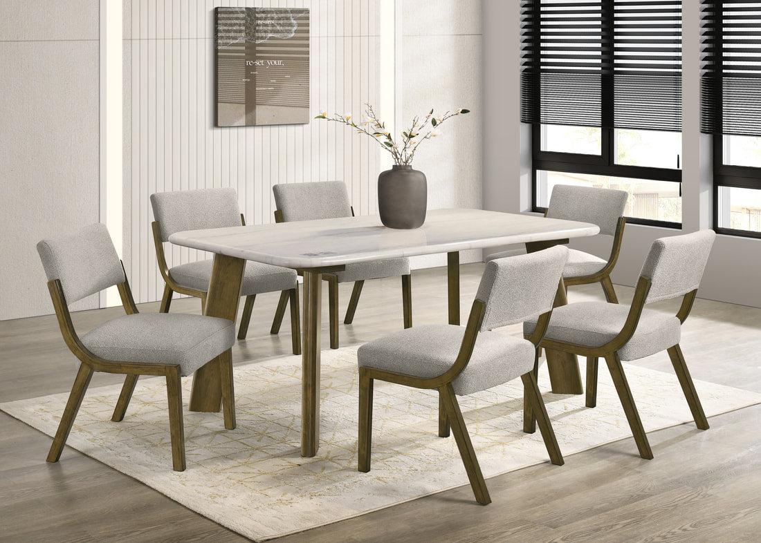 Parker10 Genuine Marble Dining Set — Table & 6 Chairs