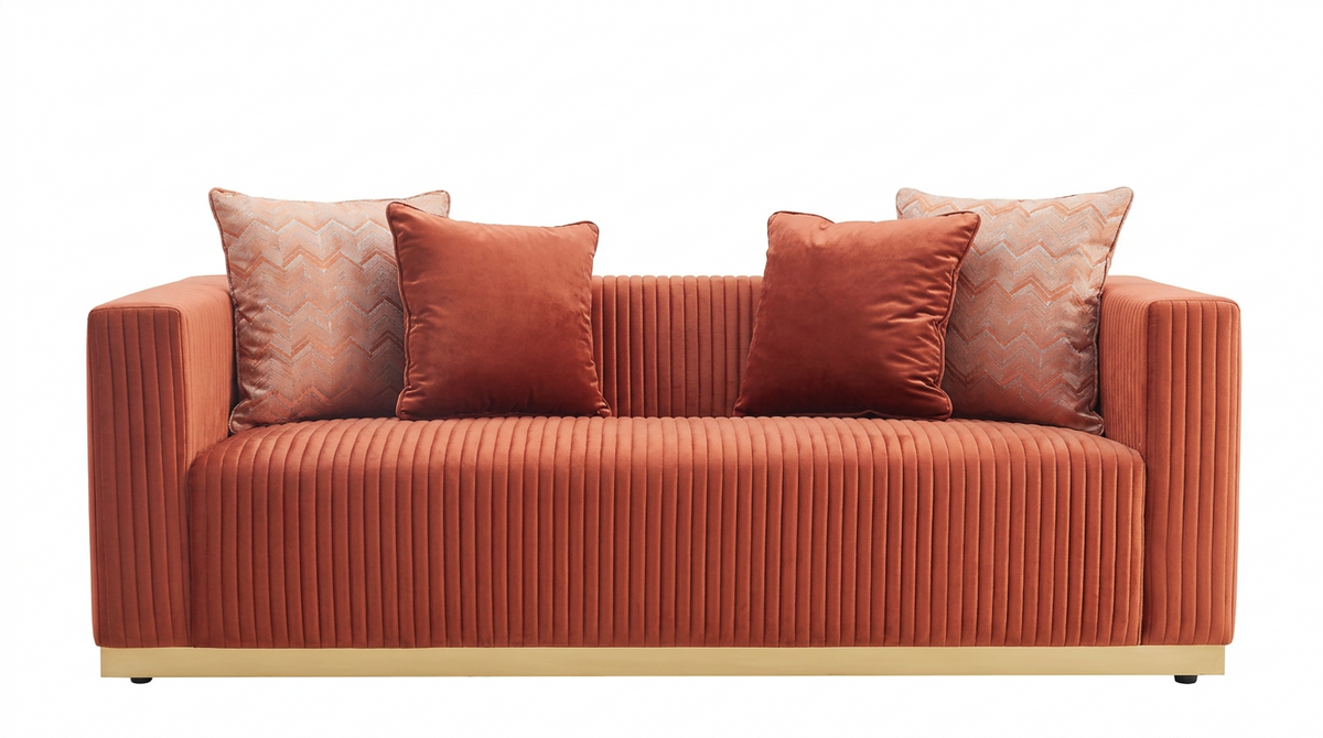 Alisha Rust Sofa & Loveseat Set — Accent Pillows Included