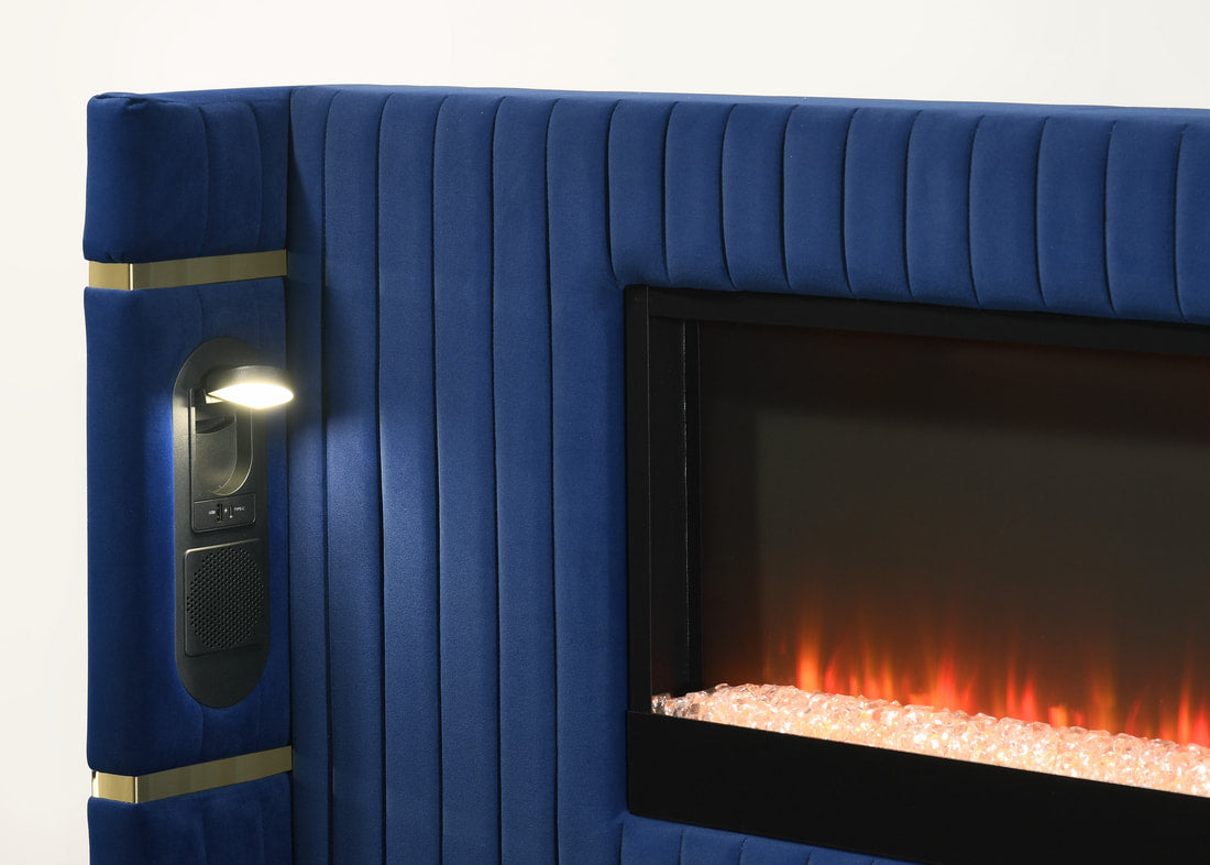 Romance2 Platform Bed — Fireplace Display & Bluetooth Headboard