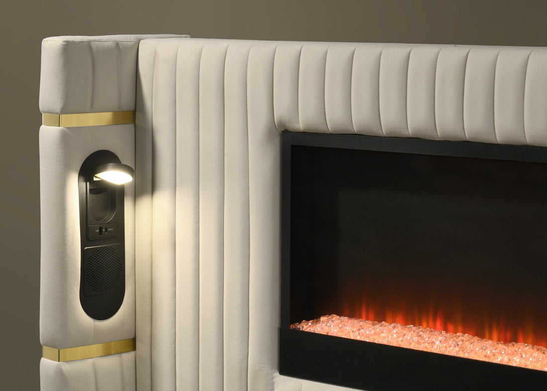 Romance2 Platform Bed — Fireplace Display & Bluetooth Headboard