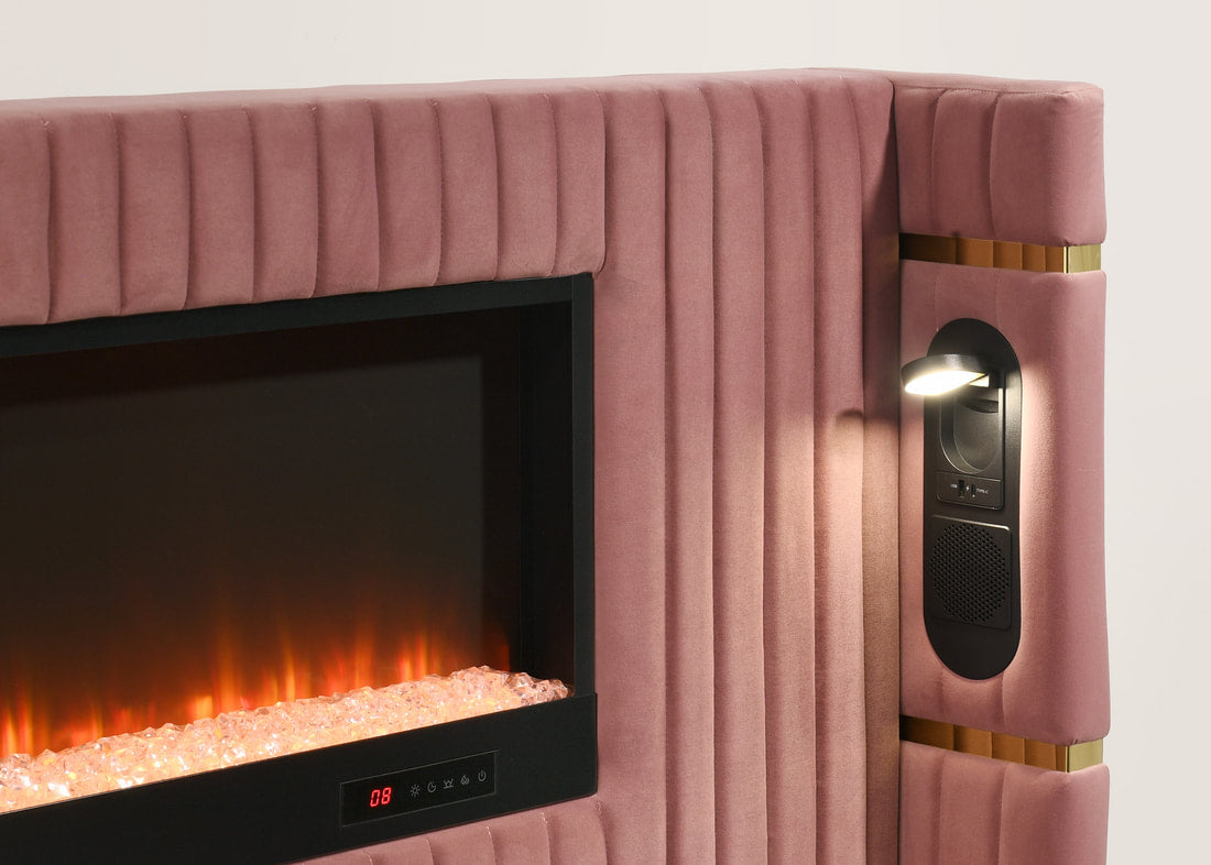 Romance2 Platform Bed — Fireplace Display & Bluetooth Headboard