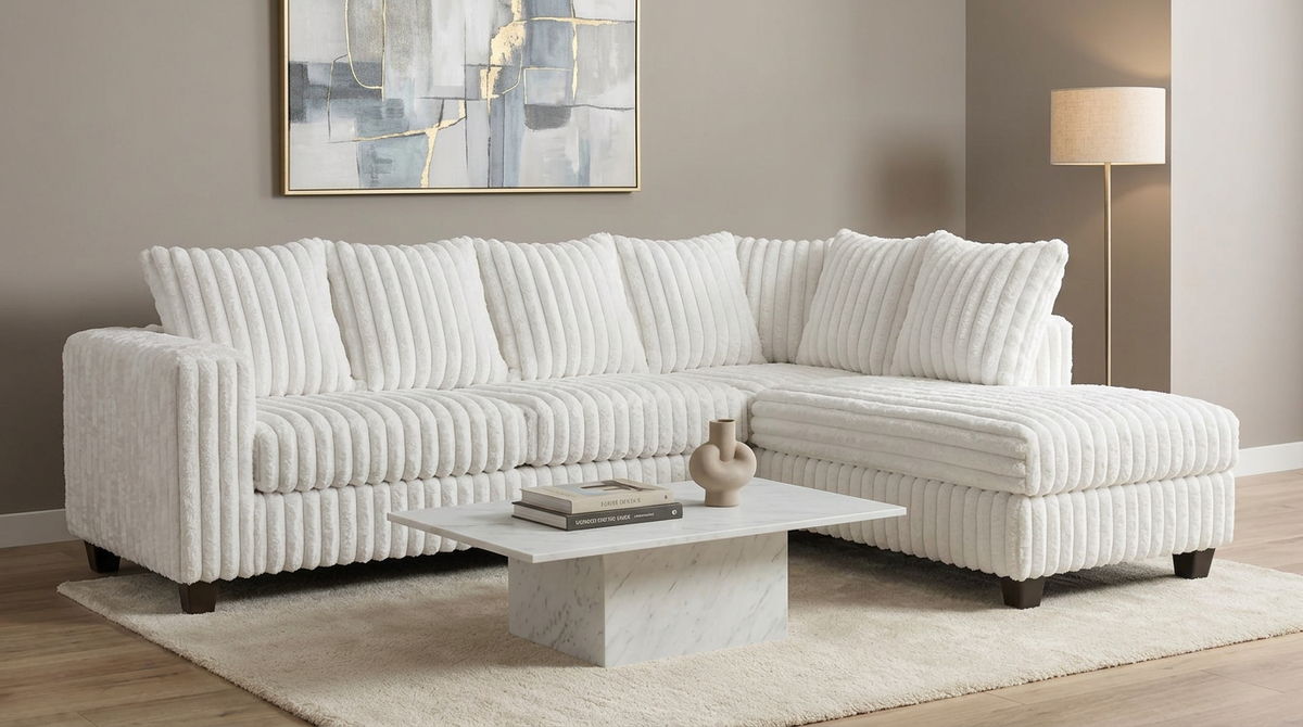 Gia Sectional with Chaise — Eggshell
