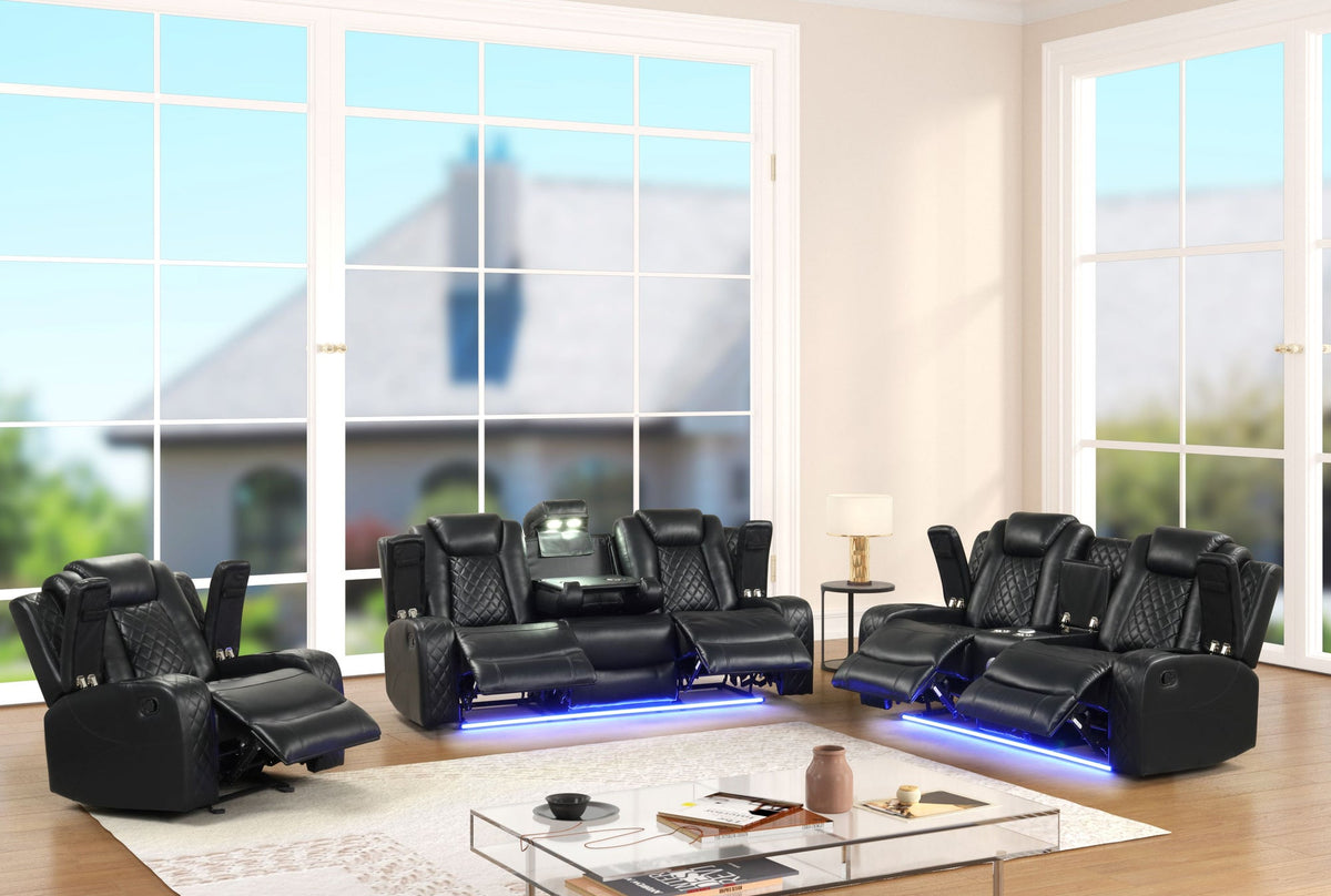 Luz 3PC Reclining Set — Drop-Down Table & Bluetooth Speaker, 4 Colors