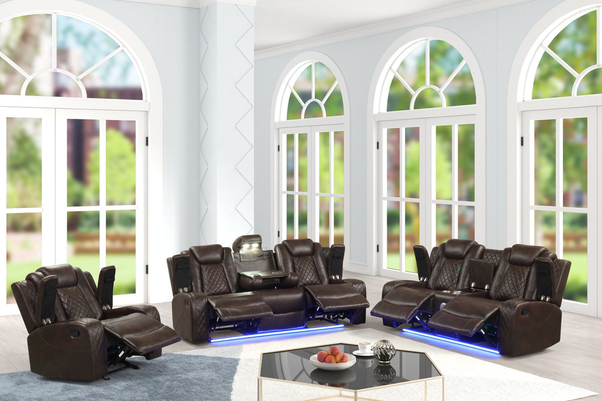 Luz 3PC Reclining Set — Drop-Down Table & Bluetooth Speaker, 4 Colors