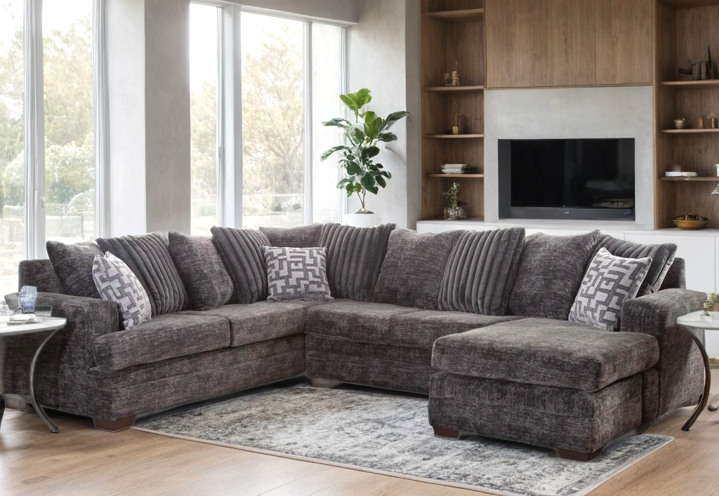 2775-07 Charcoal Sectional — LAF Sofa & RAF Chaise