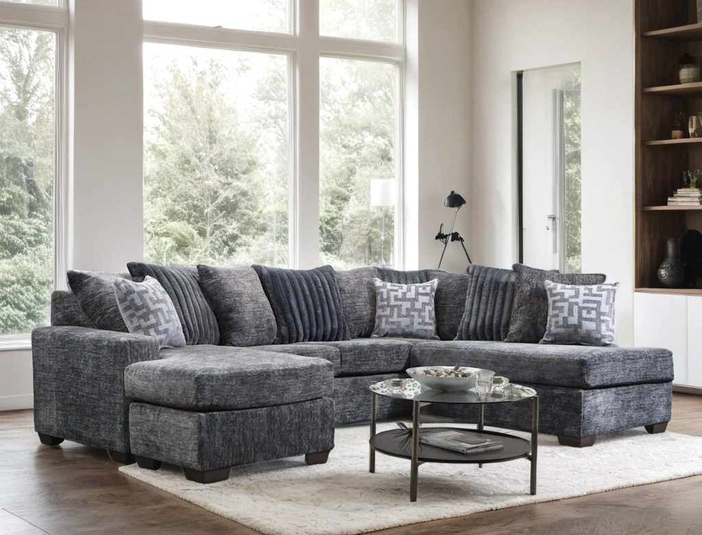 2875-07 Charcoal Sectional — LAF Sofa & RAF Chaise