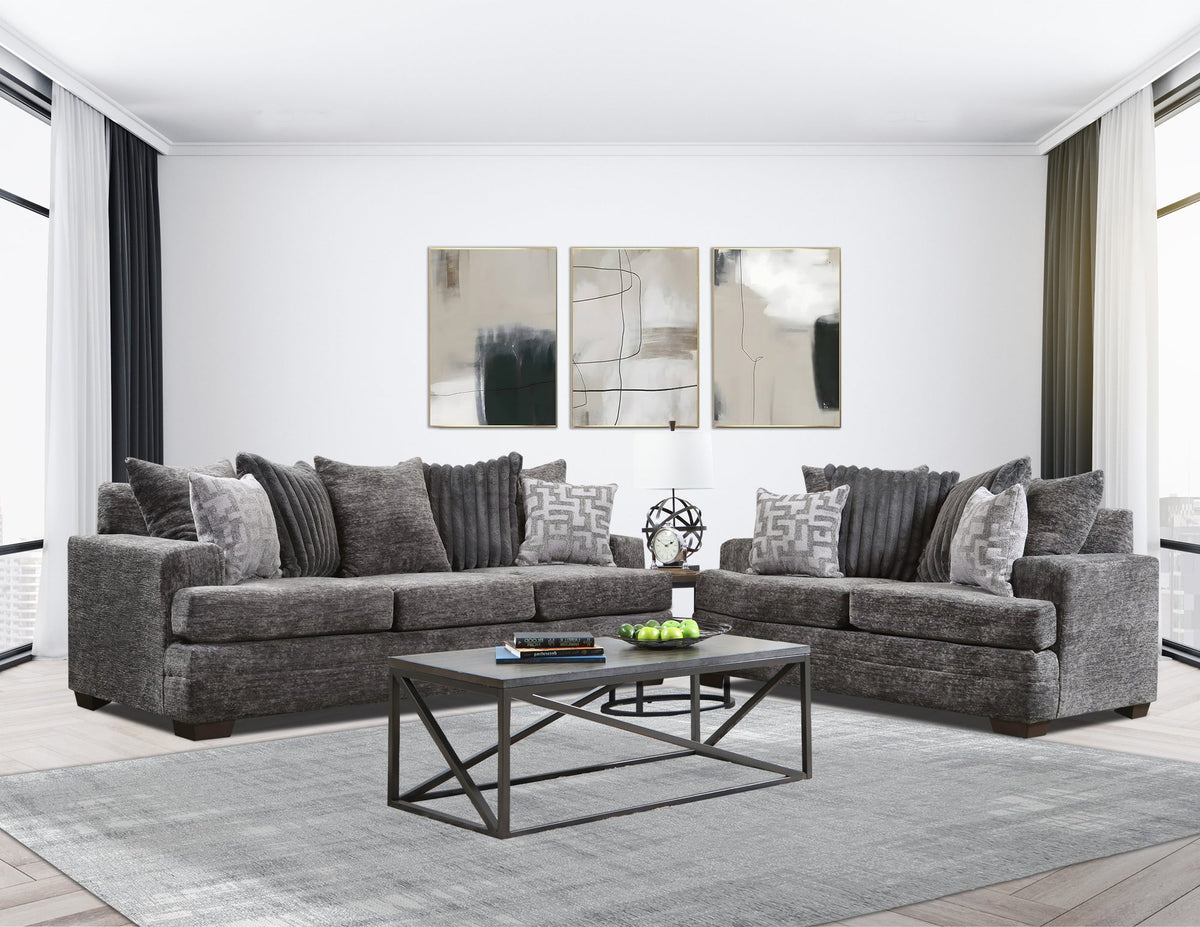 2675-07 Charcoal Sofa & Loveseat Set — Matching 2-Piece